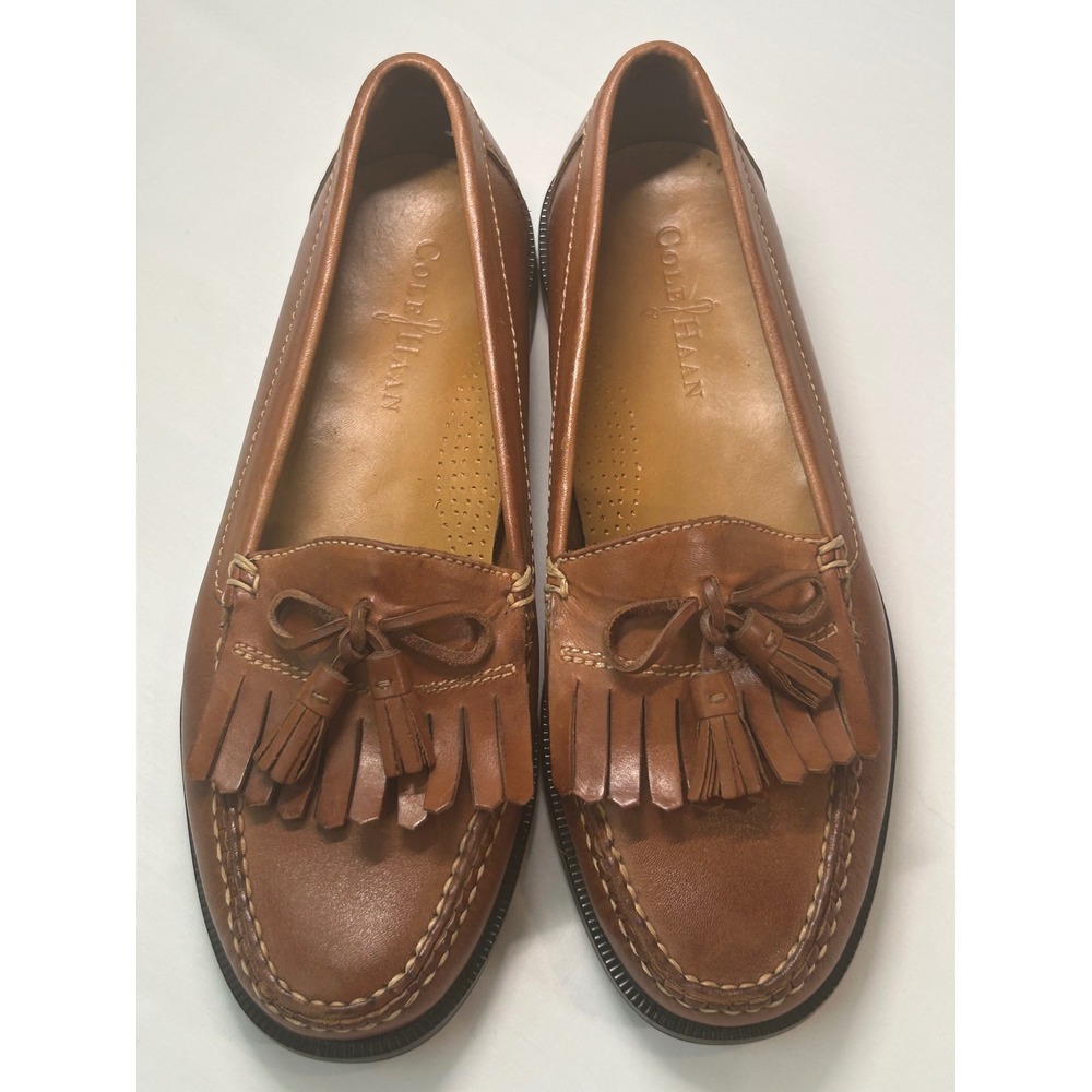 Cole Haan Loafers Men's 8.5 Brown Leather Kiltie Tassel Slip On Shoes W00620